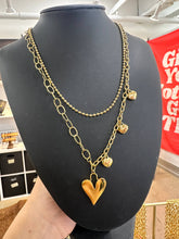 Load image into Gallery viewer, Double Layered Heart Charm Necklace
