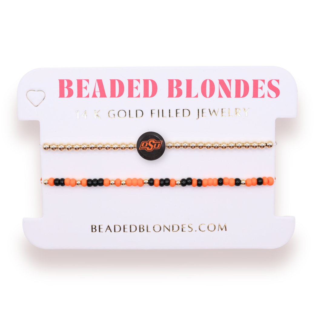 OSU/Pokes + Sprinkle Logo Bracelet Stack of 2