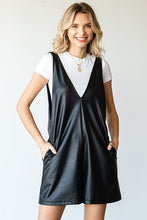 Load image into Gallery viewer, Faux Leather V Neck Romper
