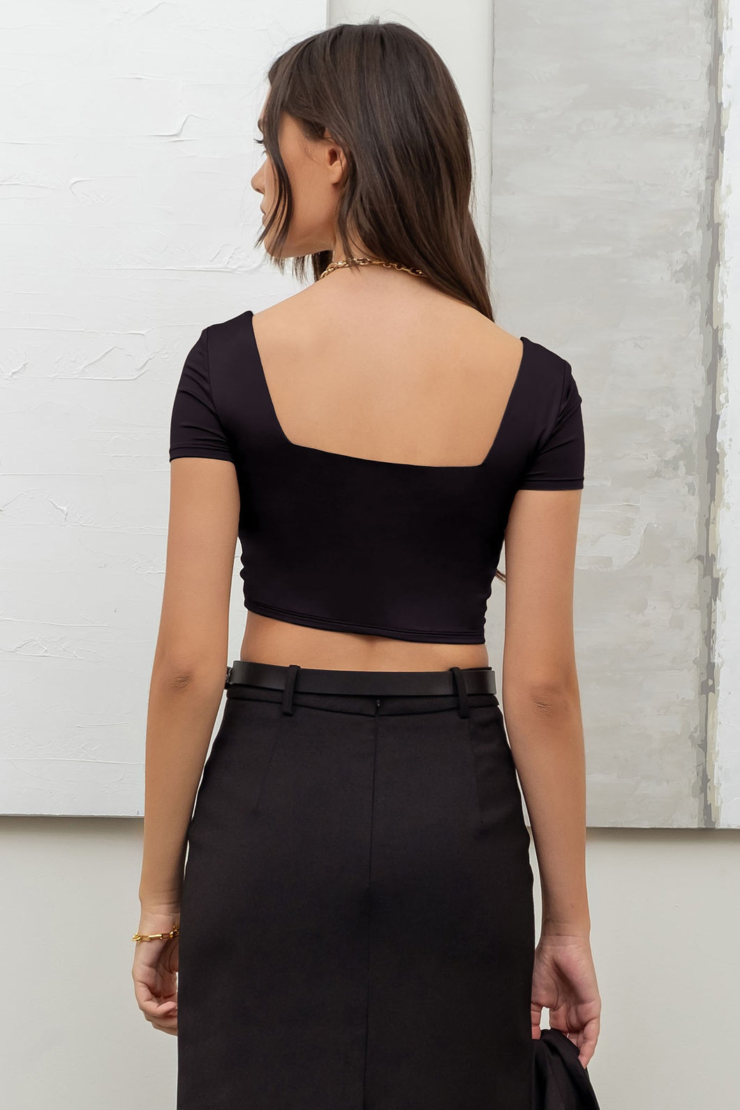 Solid Square Neck Top
