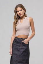 Load image into Gallery viewer, Collared Sleeveless Sweater Crop Top
