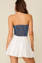 Load image into Gallery viewer, Strapless Denim Button Crop
