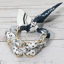 Load image into Gallery viewer, Metal Interlocking Ring Fabric Bandana Scarf Adjustable Bracelet
