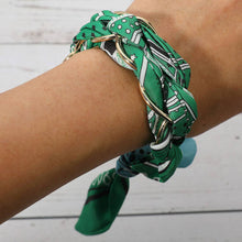 Load image into Gallery viewer, Metal Interlocking Ring Fabric Bandana Scarf Adjustable Bracelet
