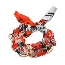 Load image into Gallery viewer, Metal Interlocking Ring Fabric Bandana Scarf Adjustable Bracelet
