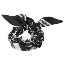Load image into Gallery viewer, Metal Interlocking Ring Fabric Bandana Scarf Adjustable Bracelet
