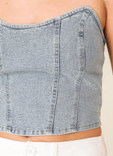 Load image into Gallery viewer, Corset Denim Knit Top
