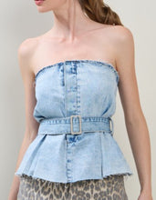 Load image into Gallery viewer, Belted Denim Bustier Top
