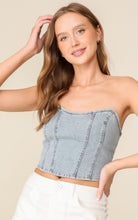 Load image into Gallery viewer, Corset Denim Knit Top

