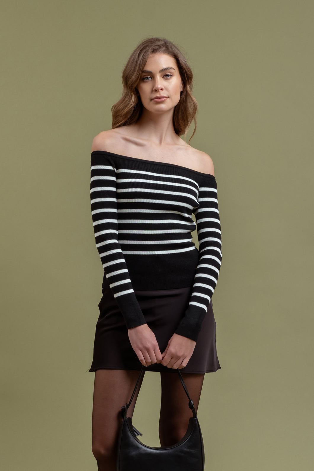 Black Sweater with White Stripes