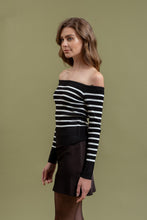Load image into Gallery viewer, Black Sweater with White Stripes
