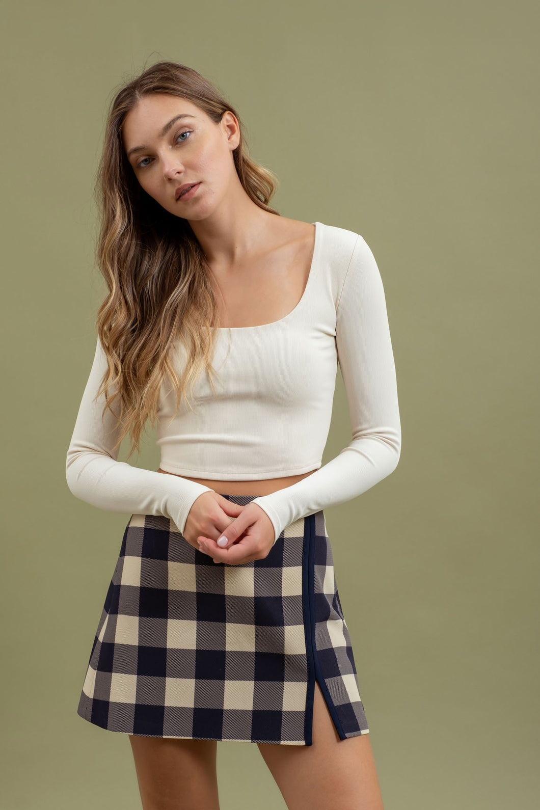 Ribbed Square Neck
