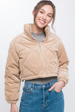Load image into Gallery viewer, Corduroy Cropped Puffer Jacket
