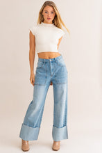 Load image into Gallery viewer, High Waisted Cuff Jeans
