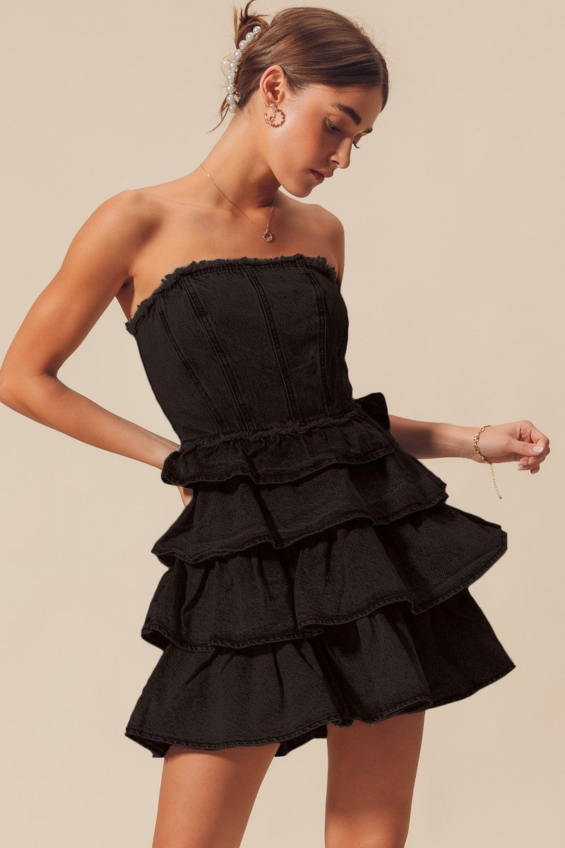 Ruffled Layered Strapless Dress