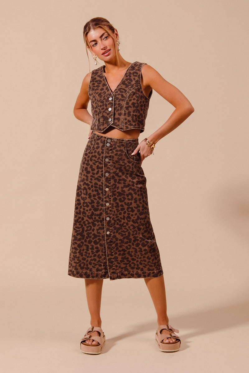 Leopard Midi Skirt