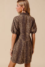 Load image into Gallery viewer, Leopard Denim Shirt Dress
