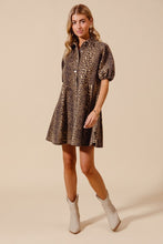 Load image into Gallery viewer, Leopard Denim Shirt Dress
