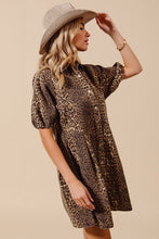 Load image into Gallery viewer, Leopard Denim Shirt Dress
