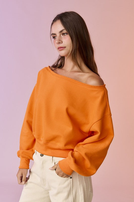 Off Shoulder Crop Sweatshirt
