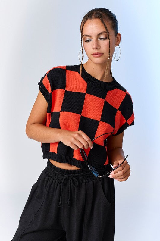 Checker Knit Top