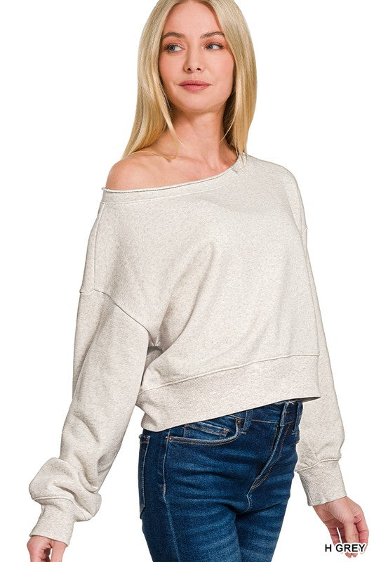 Fleece Boat-Neck Pullover