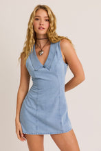 Load image into Gallery viewer, Collared Sleeveless Denim Dress
