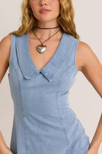 Load image into Gallery viewer, Collared Sleeveless Denim Dress
