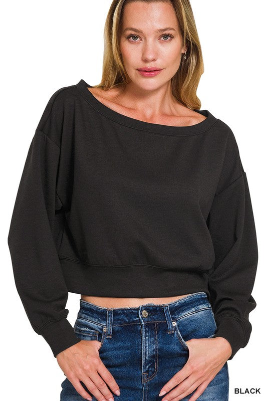 Scuba Cropped Boat Neck Sweatshirt