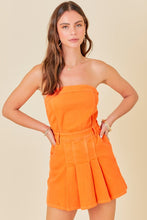 Load image into Gallery viewer, Strapless Pleated Denim Dress
