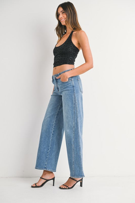 Seamed Wide Leg Jeans