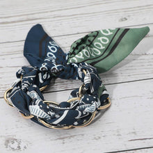 Load image into Gallery viewer, Metal Interlocking Ring Fabric Bandana Scarf Adjustable Bracelet
