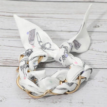 Load image into Gallery viewer, Metal Interlocking Ring Fabric Bandana Scarf Adjustable Bracelet
