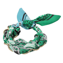 Load image into Gallery viewer, Metal Interlocking Ring Fabric Bandana Scarf Adjustable Bracelet
