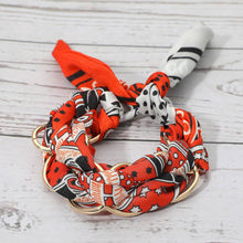 Load image into Gallery viewer, Metal Interlocking Ring Fabric Bandana Scarf Adjustable Bracelet
