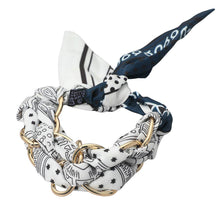 Load image into Gallery viewer, Metal Interlocking Ring Fabric Bandana Scarf Adjustable Bracelet
