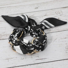 Load image into Gallery viewer, Metal Interlocking Ring Fabric Bandana Scarf Adjustable Bracelet
