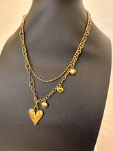 Load image into Gallery viewer, Double Layered Heart Charm Necklace
