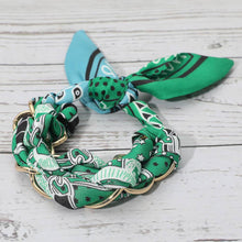 Load image into Gallery viewer, Metal Interlocking Ring Fabric Bandana Scarf Adjustable Bracelet
